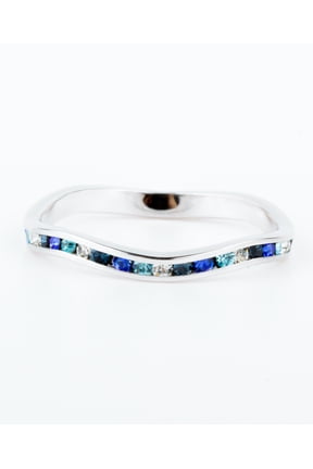 Blue Tonal Swarovski Crystal Stackable ring in Sterling Silver