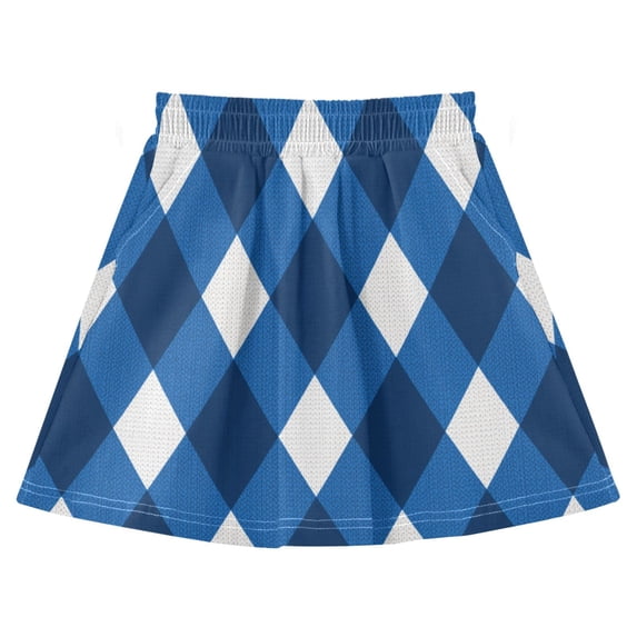 Blue Tone Argyle Pattern Plaids Girls' Skirts A-Line Skirts with Under ...