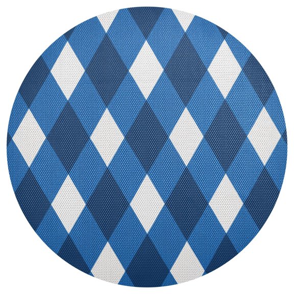 Blue Tone Argyle Pattern Plaids PVC Round Grid Placemat Table Mat 1 Pc 15.4" x 15.4"