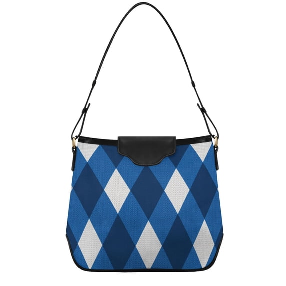 Handbag Blue Pattern Blue Tone Argyle Pattern Plaids Women's Tote Bag Convertible Handbags ...