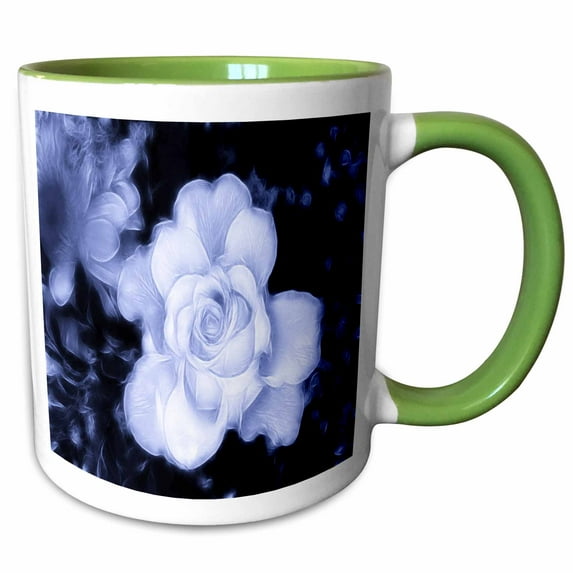 3drose, Blue Tone Rose, 11oz Two-tone Green Mug