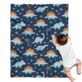 thumbnail image 1 of Blue Toned Dinosaur and Palm Tree Pattern Blanket,Comfortable Soft Lamb Wool Throw Blanket,All Season,Warm Lightweight Blankets for Sofa Bed Couch Living Room Chair,30"x40", 1 of 4