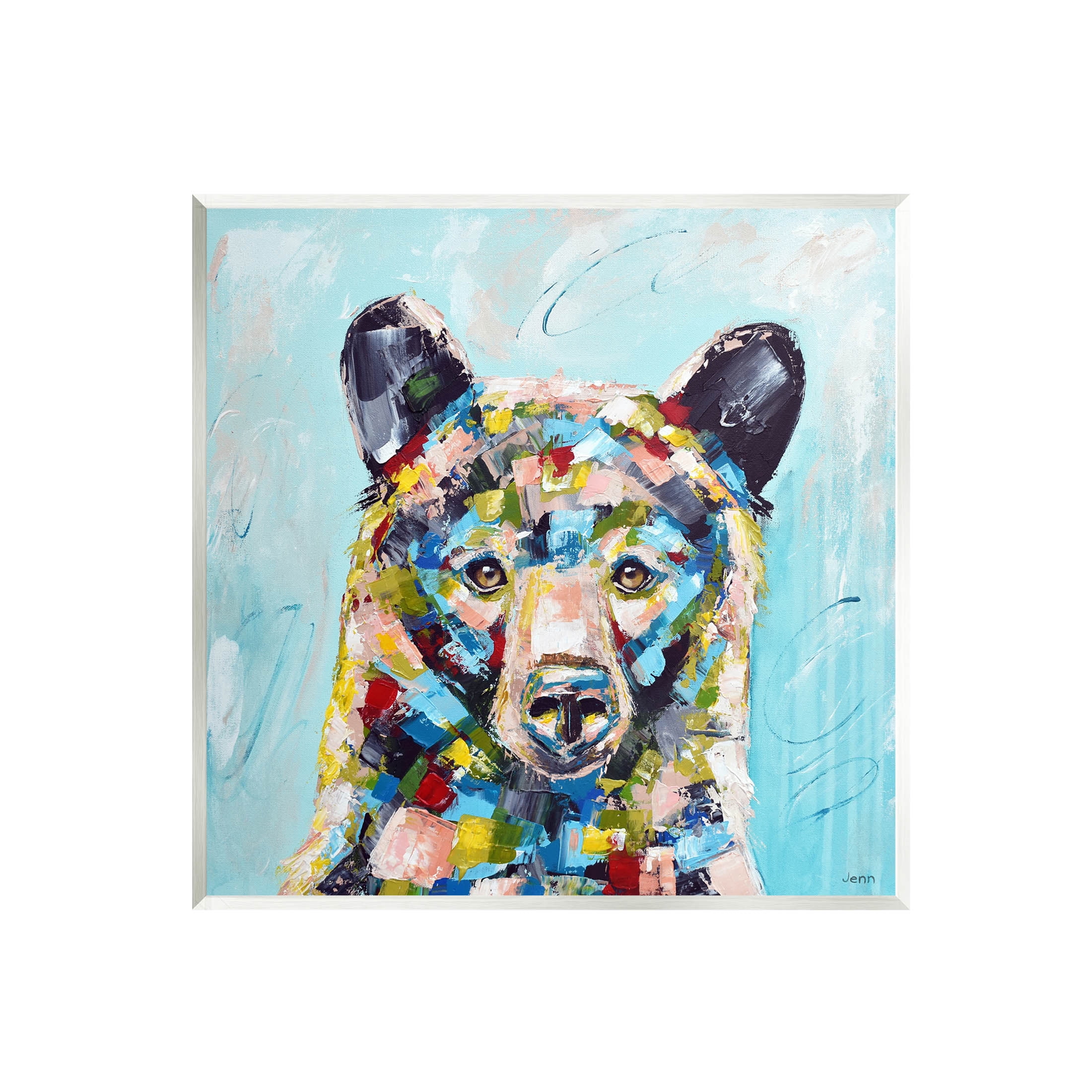 Blue Toned Modern Bear Animals & Insects Painting Unframed Art Print Wall Art