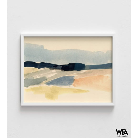 Blue Tones Landscape Painting, Framed Abstract Watercolor Print, Pastel Tones Abstract Painting Print, Nature Art Print, Framed Wall Art