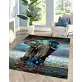 thumbnail image 1 of Blue Tones Rug, Elephant Rugs, Farmhouse Rugs, Corridor Rugs, Animal Rug, Abstract Elephant Rug, Office Decor Rugs, Easy to Clean Rug, 1.7'x2.3' - 50x70 cm, 1 of 8