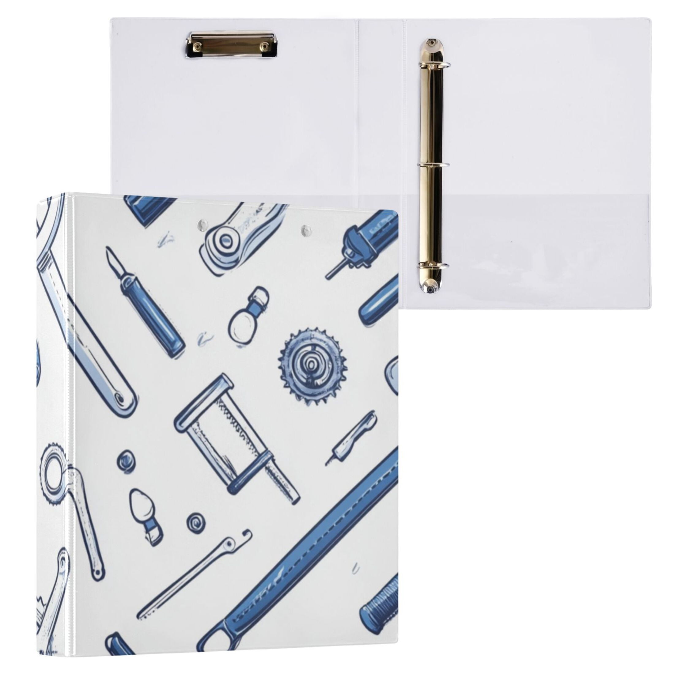 Blue Tools 3 Ring Binders 1.5 inch Hardcover File Folders with Interior Pockets A4 Size Organizer for School Office Hospital