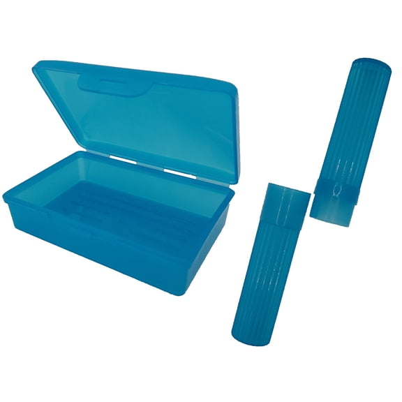 Blue Toothbrush Covers & Soap Box Set - Matching Colors - Tooth Brush Cover Cap, Soap Dish Travel, Soap Dish Holder Travel - Plastic Portable Set with Cover