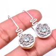 thumbnail image 1 of Blue Topaz 925 Silver Plated Two Tone Earring 1.56", Blue Blue Topaz Earring E_9361_234_80, 1 of 2