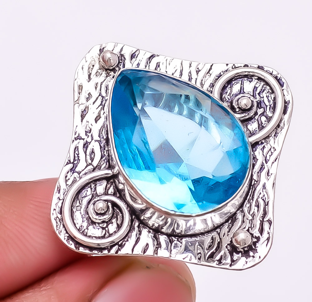 Blue Topaz 925 Sterling Silver Jewelry Ring s.7 W3123, Gemstone Silver ...