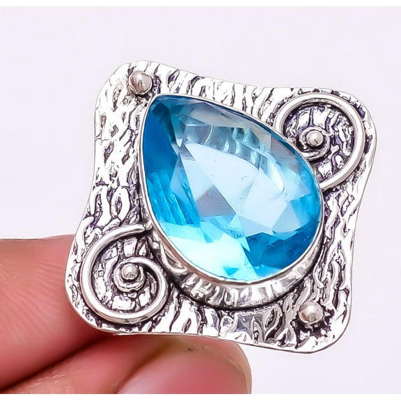 Blue Topaz 925 Sterling Silver Jewelry Ring s.7 W3123, Gemstone Silver Jewelry, New Year Sale, Valentin's Day Gift