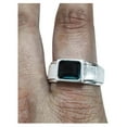 thumbnail image 1 of Blue Topaz Band Ring, Natural London Blue Topaz, November Birthstone Topaz, Silver Jewelry, 925 Silver Ring, Birthday Gift, Heavy Mens Ring, Matte Finish Mans Ring, Christmas, Mens Signet Ring, 1 of 5