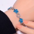 thumbnail image 1 of Blue Topaz & Cubic Zirconia 925 Sterling Silver Tennis Bracelet 7.99" B973574324, Birthday Gift, Christmas Gift, New Year Sale, 1 of 4