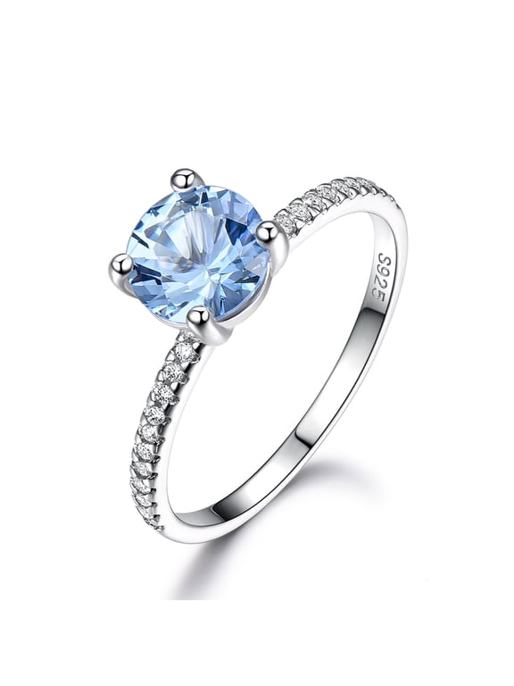 Blue Topaz Engagement Ring for Women Sterling Silver Ginger Lyne Collection