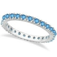 thumbnail image 1 of Blue Topaz Eternity Stackable Ring Band 14K White Gold (0.75ct), 1 of 4