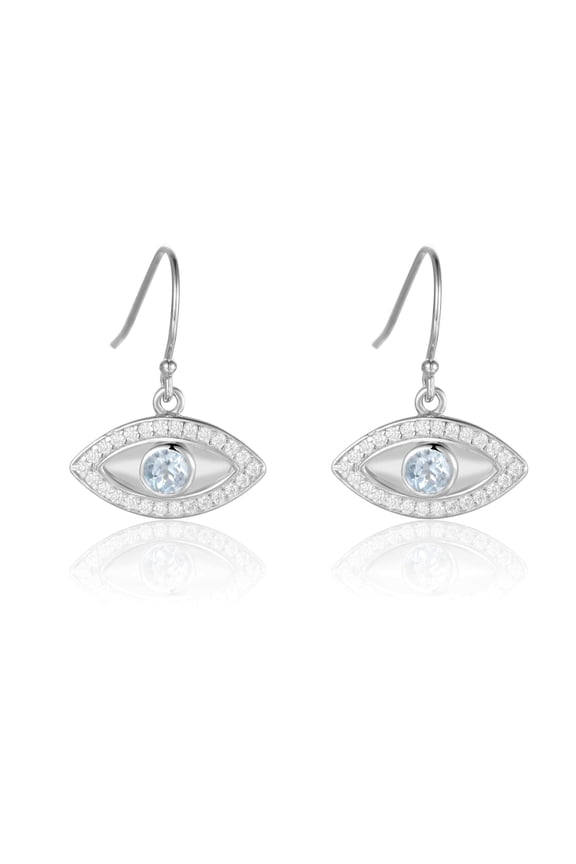 Blue Topaz Evil Eye Earrings