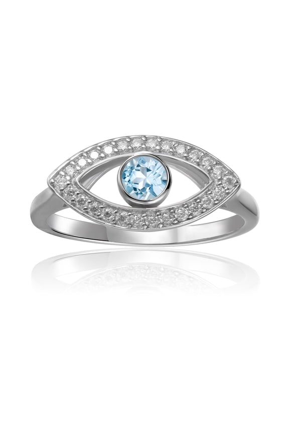 Blue Topaz Evil Eye Ring