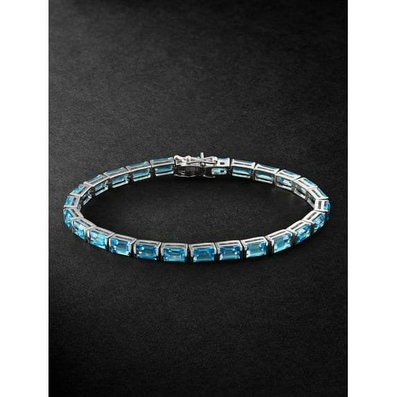 Blue Topaz Gemstone Bracelet For Gift, Lovely Minimalist Bracelet,925 Sterling Silver Precious Jewelry, Vintage Jewelry