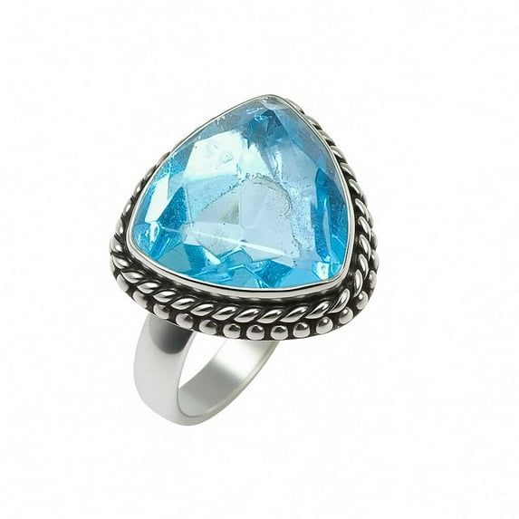 Blue Topaz Gemstone Ring for Women 925 Sterling Silver Handmade Jewelry Fashion Ring December Birthstone Ring