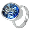 thumbnail image 1 of Blue Topaz Genuine Round Ring, 925 Sterling Silver Blue Stone Ring, Solitaire Ring, Promise Ring, Friendship Gifts, Beautiful Bridesmaid Gifts, Mothers Day Gifts, November Birthstone Size 7, 1 of 4