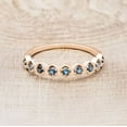 thumbnail image 1 of Blue Topaz Half Eternity Wedding Band Stacking Matching Anniversary Gift 925 Sterling Silver Yellow Gold Plated Gemstone Jewelry For Women Gift, 1 of 1
