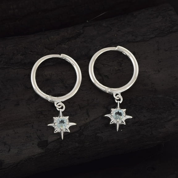 Blue Topaz Hoops
