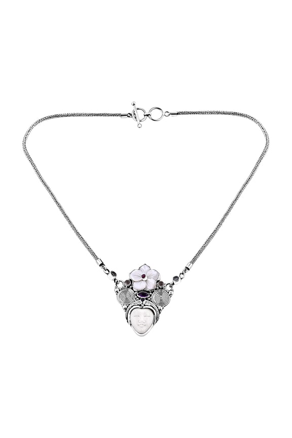 Blue Topaz Multi Gemstone 925 Sterling Silver Necklace for Women Jewelry Size 20" Ct 2.34 Birthday Christmas Gifts