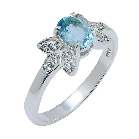 Blue Topaz Natural Gemstones Handmade Rings Silver Paletd Rings