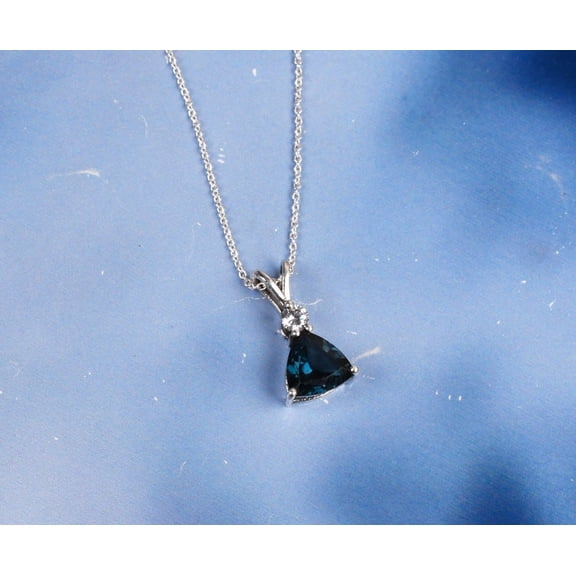 Blue Topaz Pendant Wedding Jewelry Silver Gold Chain wedding party wear Gifts for women
