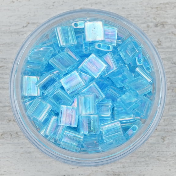 Blue Topaz Rainbow Whole Tila - 25g Bag