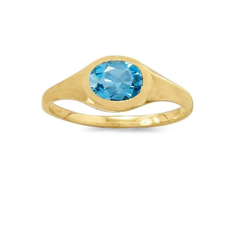 Blue Topaz Ring Gold-plated Sterling Silver Smooth Setting Blue Topaz Ring Gold-plated Sterling Silver Smooth Setting