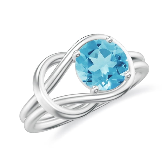 Blue Topaz Solitaire Engagement Ring for Women White Gold Plated Knot Infinity Promise Ring for Her 925 Sterling Silver Wedding Birthday Jewelry Gift Ring Size 5