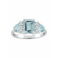 thumbnail image 1 of Blue Topaz Sterling Silver Side Trillions and Emerald-Cut Center Three-Stone Ring, 1 of 1