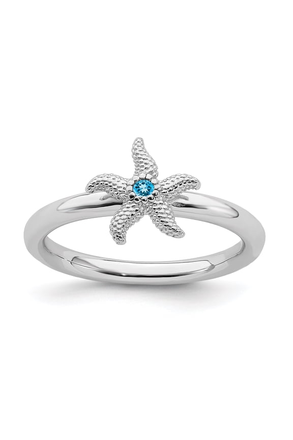 Blue Topaz Sterling Silver Starfish Ring