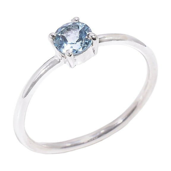 Blue Topaz Stone 925 Sterling Silver Minimalist Engagement Rings for Women Gift Jewelry