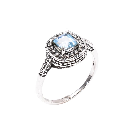 Blue Topaz Stone Ring 925 Sterling Silver Design Rings Gift Jewelry