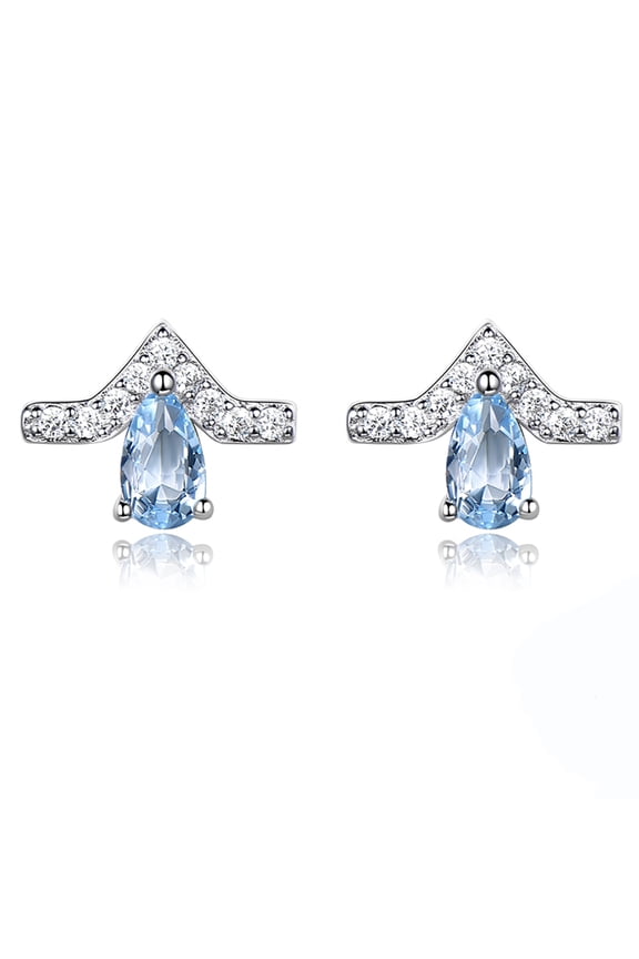 Blue Topaz Stud Earrings for Women Cz Sterling Silver Ginger Lyne Collection