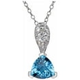 thumbnail image 1 of Blue Topaz Trillion with White Topaz Drop Sterling Silver Pendant, 18", 1 of 1
