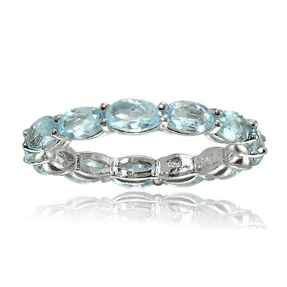 Blue Topaz Wedding Engagement Eternity Band Ring 925 Sterling Silver Gemstone Jewelry For Women Gift By KIRAN FINE JEWELS