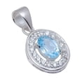 thumbnail image 1 of Blue Topaz, White Topaz Gemstone 925 Sterling Silver Pendant, 1 of 4