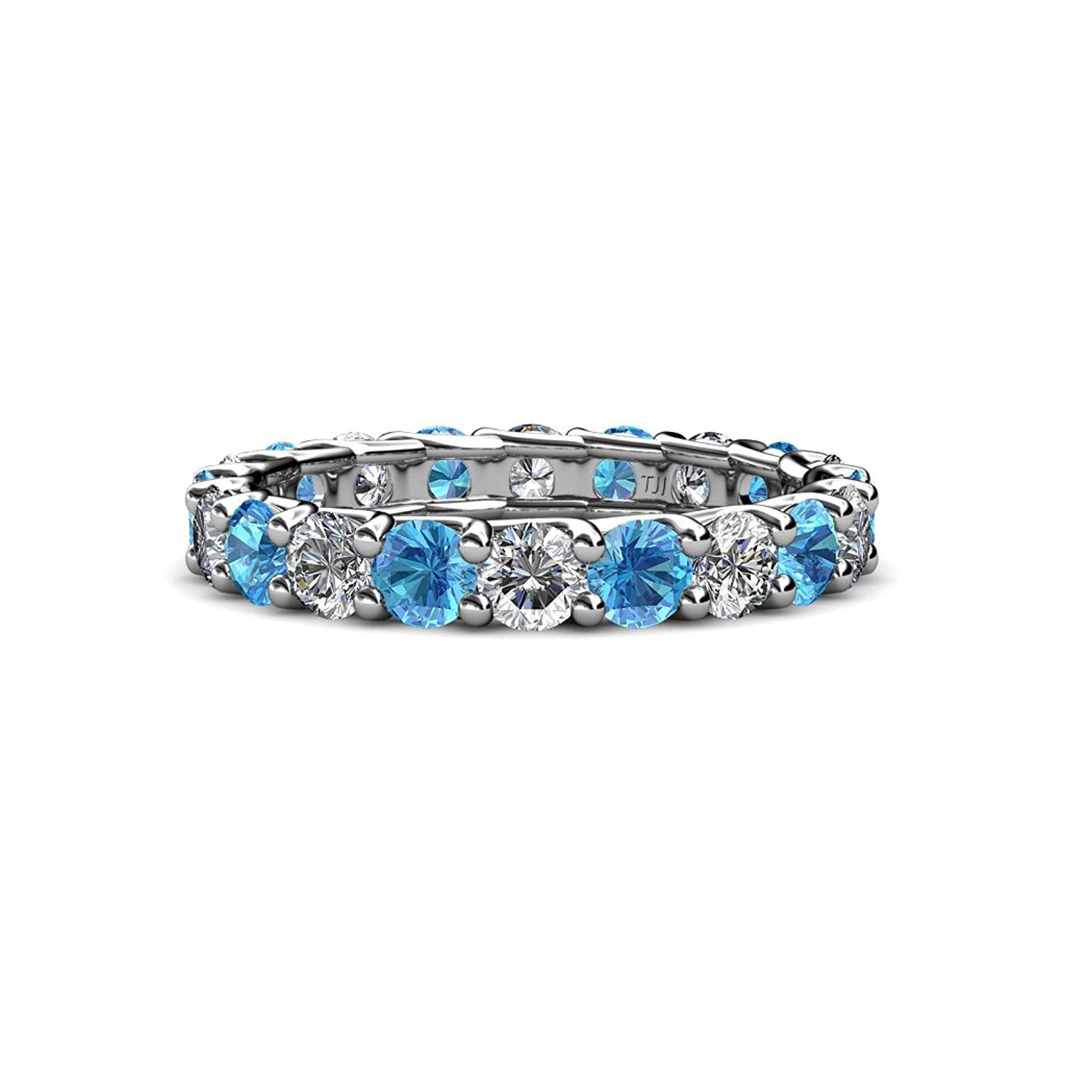 Blue Topaz and Diamond 3.4mm Eternity Band 2.63 cttw to 3.25 cttw in ...