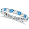 thumbnail image 1 of Blue Topaz and Diamond Eternity Ring Band 14k White Gold (1.07ct), 1 of 3