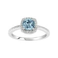 thumbnail image 1 of Blue Topaz with Cubic Zirconia Cushion Halo Ring in Sterling Silver, 1 of 4