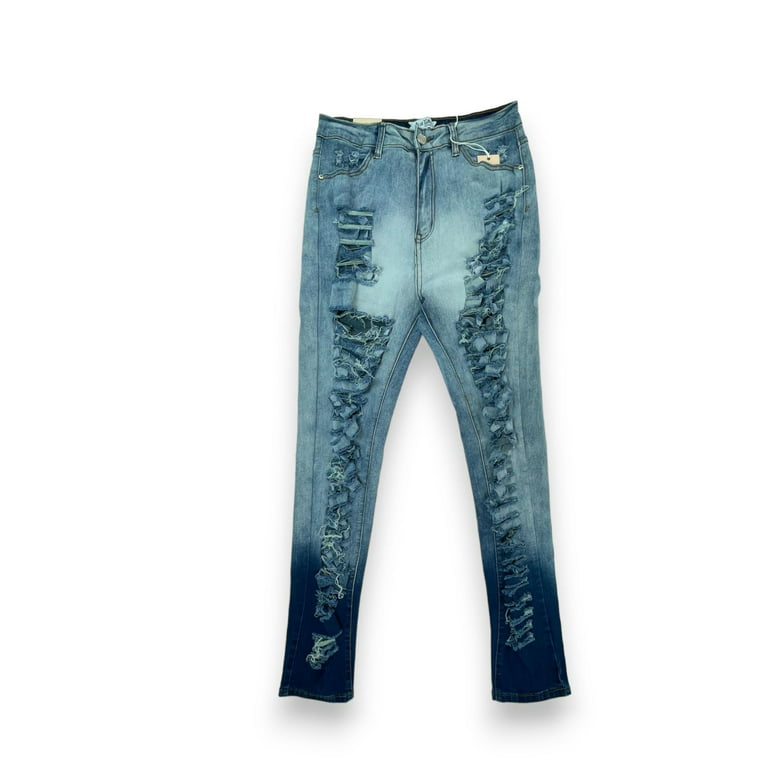 Blue Topic by Argonaut Nations Women Rip & Repair Skinny Jeans Medium Blue - Walmart.com