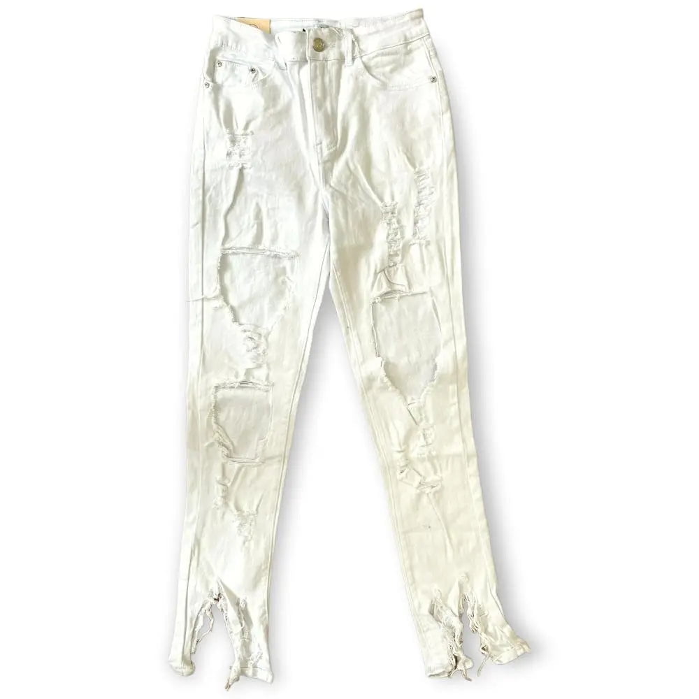 Blue Topic by Argonaut Nations Women Rip & Repair Skinny Jeans - White ...