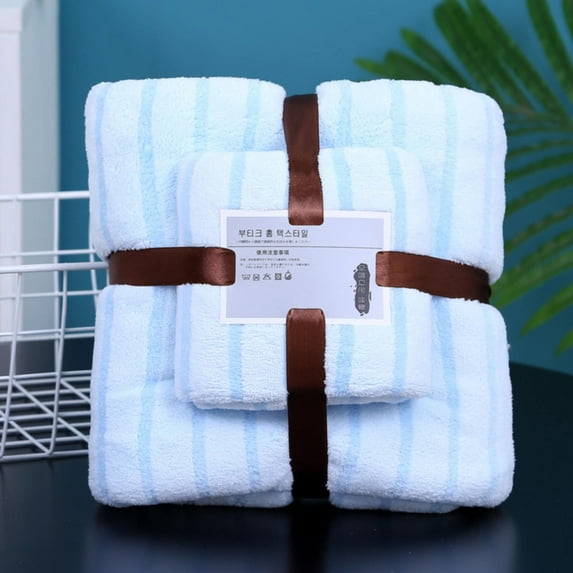 Blue Towels, Bathroom Clearance Towel, Coral Bath Towels, Thick Absorbent Wave Pattern Towels, 1Pcs Soft and Quick Drying Bath Towels, Fluffy Bath Towels 13.7x29.5 Inch