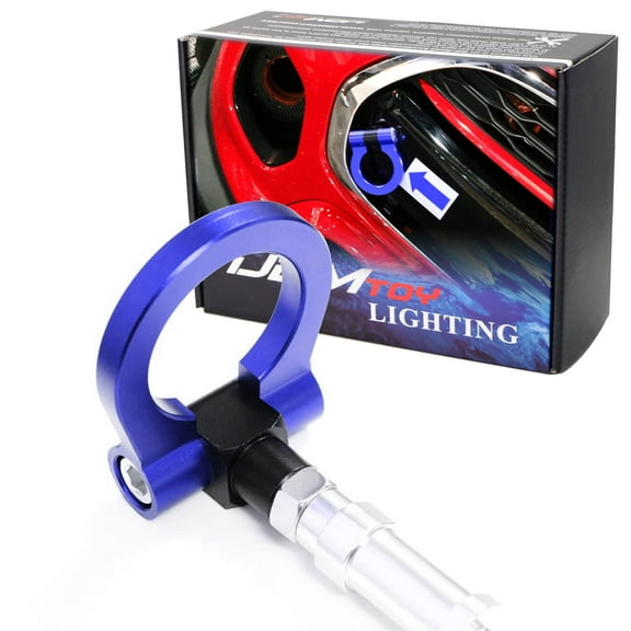 Blue Track Racing Style Tow Hook Ring For BMW 1 2 3 4 5 X1 X3 X4 X5 X6 Series, For Mini Cooper F54 F55 R60 R61, Made of Lightweight Aluminum