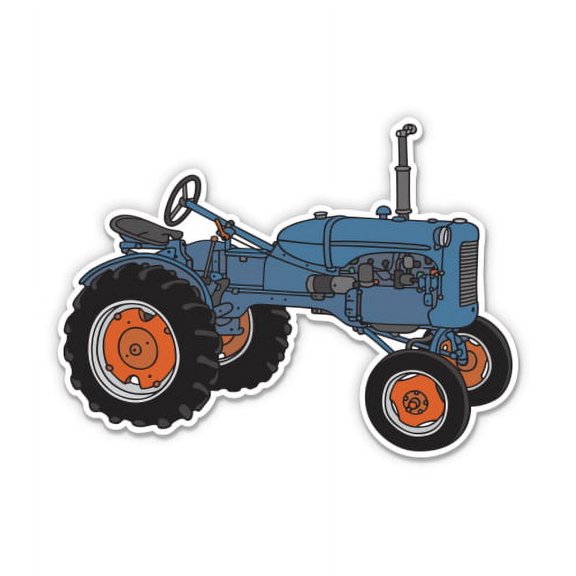 Blue Tractor - 5" Vinyl Sticker - For Car Laptop I-Pad - Waterproof Decal