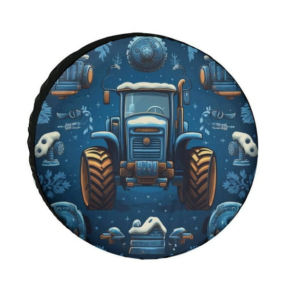 Blue Tractor Pattern Spare Tire Cover Cartoon Equipment Trucks Wheel ...