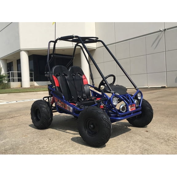 Blue TrailMaster Mini XRX/R+ (Plus) Upgraded Go Kart with Bigger Tires, Frame, Wider Seat