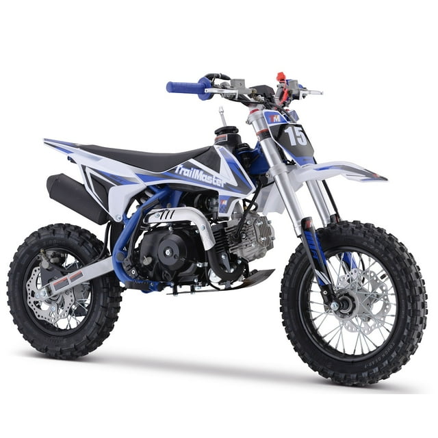 Blue Trailmaster TM15 110cc Dirt Bike, Automatic Clutch Kick
